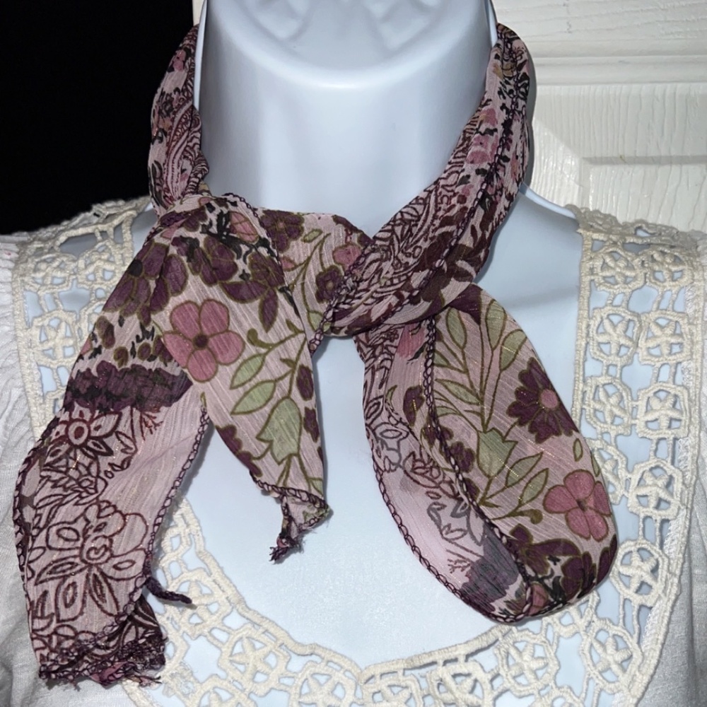 Purple Floral Sheer Scarf